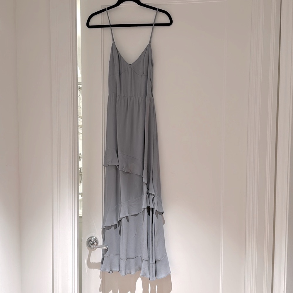 Reformation grey v-neck long slip dress